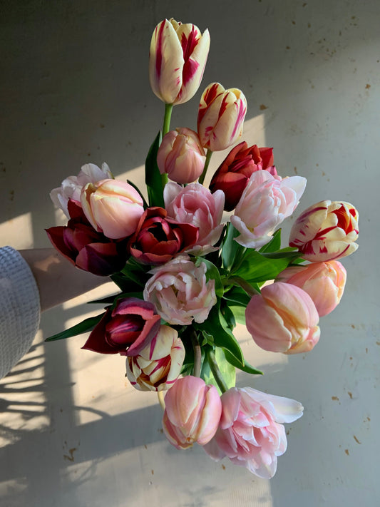 bouquet of pink tulips